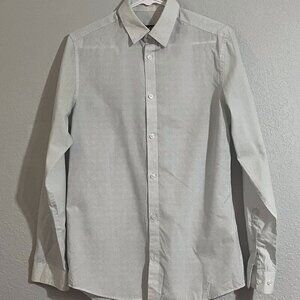 H&M White Dotted Slim Fit Long Sleeve Shirt, Size Small